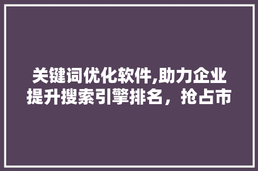 关键词优化软件,助力企业提升搜索引擎排名，抢占市场先机