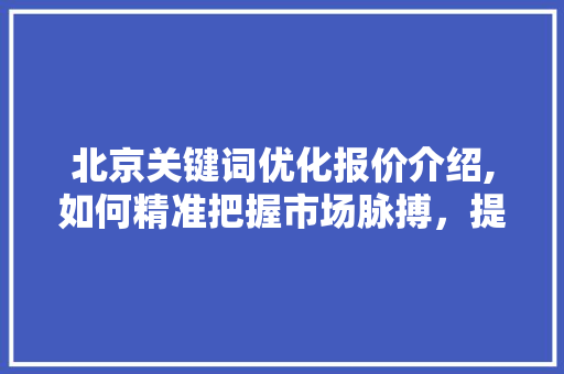 北京关键词优化报价介绍,如何精准把握市场脉搏，提升企业竞争力