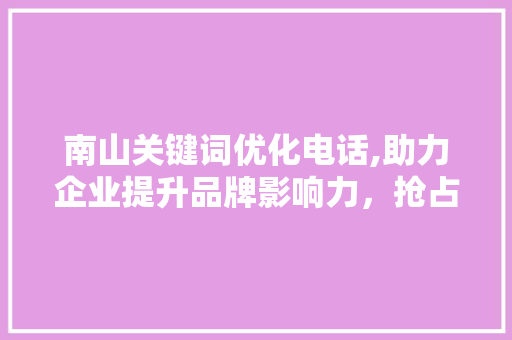 南山关键词优化电话,助力企业提升品牌影响力，抢占市场先机