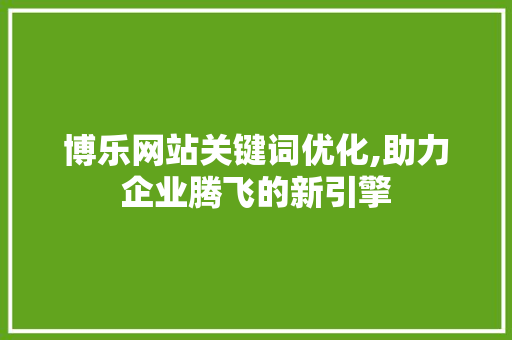 博乐网站关键词优化,助力企业腾飞的新引擎