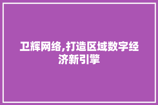 卫辉网络,打造区域数字经济新引擎