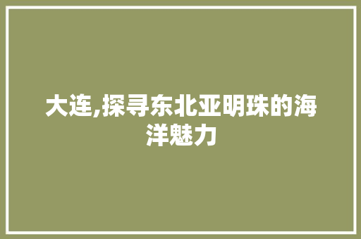 大连,探寻东北亚明珠的海洋魅力