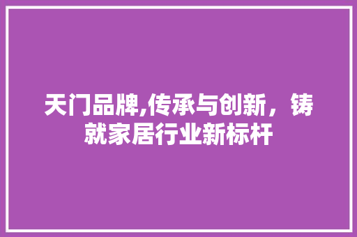 天门品牌,传承与创新，铸就家居行业新标杆