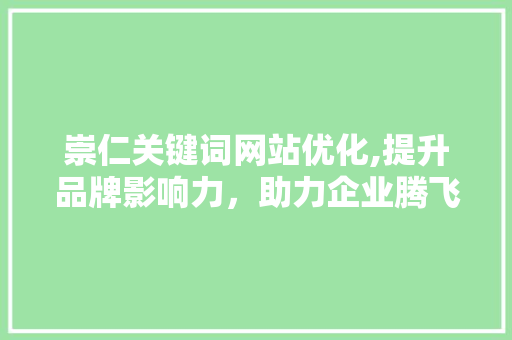 崇仁关键词网站优化,提升品牌影响力，助力企业腾飞