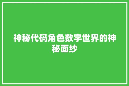 神秘代码角色数字世界的神秘面纱