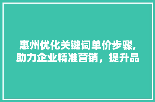 惠州优化关键词单价步骤,助力企业精准营销，提升品牌竞争力