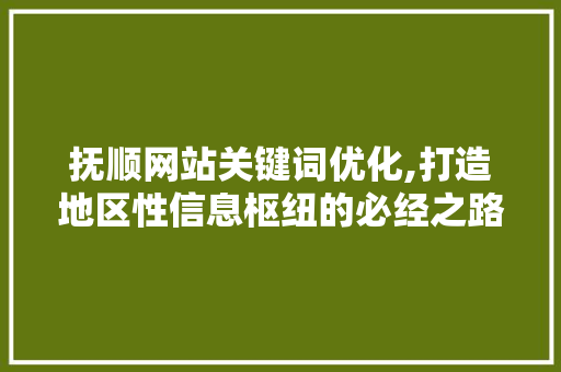 抚顺网站关键词优化,打造地区性信息枢纽的必经之路