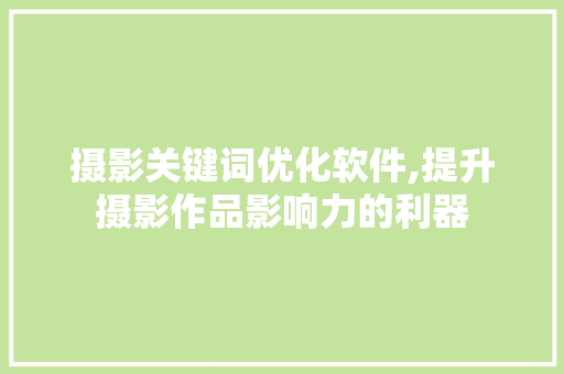 摄影关键词优化软件,提升摄影作品影响力的利器  第1张