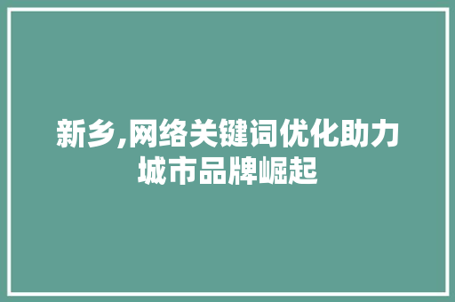 新乡,网络关键词优化助力城市品牌崛起