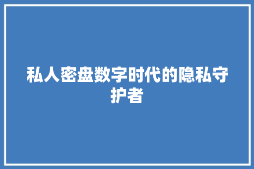 私人密盘数字时代的隐私守护者