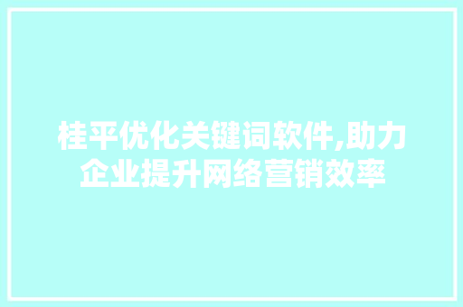 桂平优化关键词软件,助力企业提升网络营销效率
