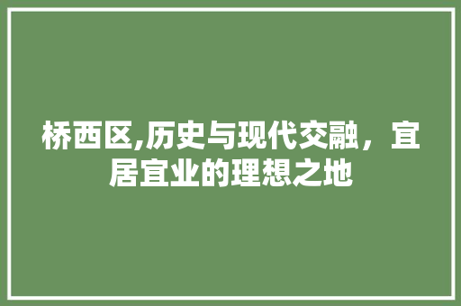 桥西区,历史与现代交融，宜居宜业的理想之地