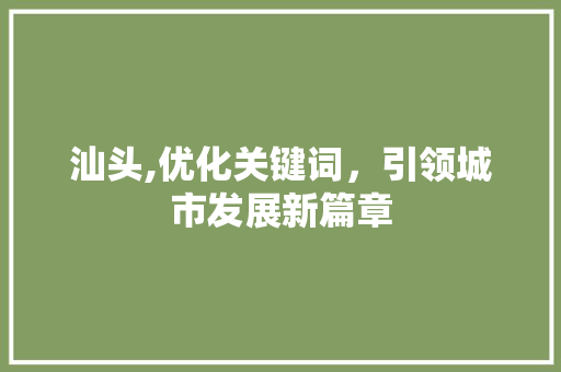 汕头,优化关键词，引领城市发展新篇章  第1张