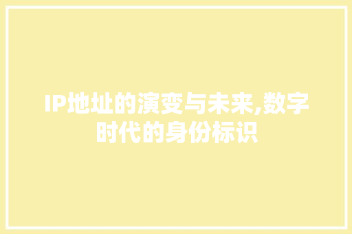 IP地址的演变与未来,数字时代的身份标识