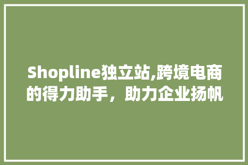 Shopline独立站,跨境电商的得力助手，助力企业扬帆出海