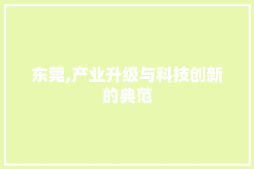 东莞,产业升级与科技创新的典范