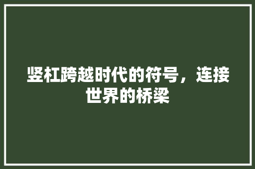 竖杠跨越时代的符号，连接世界的桥梁