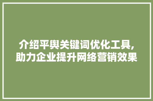 介绍平舆关键词优化工具,助力企业提升网络营销效果