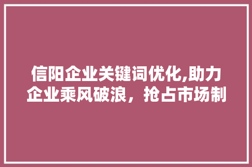 信阳企业关键词优化,助力企业乘风破浪，抢占市场制高点