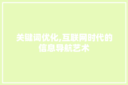 关键词优化,互联网时代的信息导航艺术