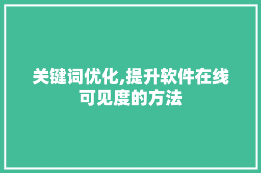 关键词优化,提升软件在线可见度的方法