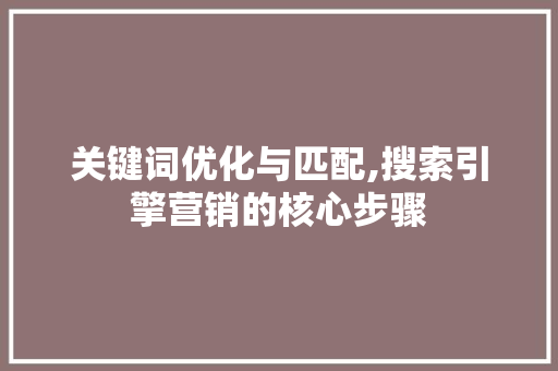 关键词优化与匹配,搜索引擎营销的核心步骤