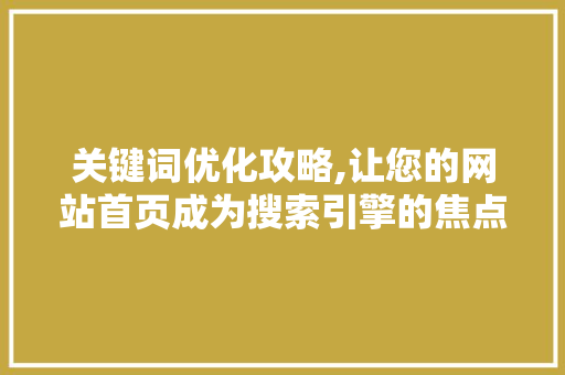 关键词优化攻略,让您的网站首页成为搜索引擎的焦点