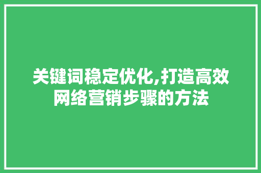 关键词稳定优化,打造高效网络营销步骤的方法