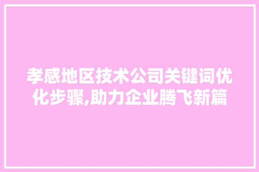 孝感地区技术公司关键词优化步骤,助力企业腾飞新篇章
