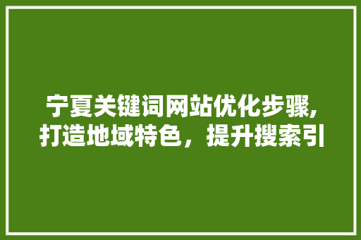 宁夏关键词网站优化步骤,打造地域特色，提升搜索引擎排名