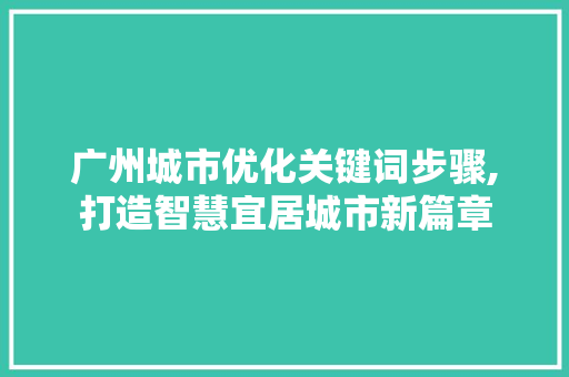 广州城市优化关键词步骤,打造智慧宜居城市新篇章