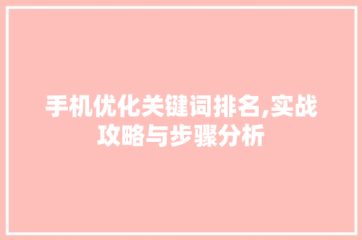 手机优化关键词排名,实战攻略与步骤分析