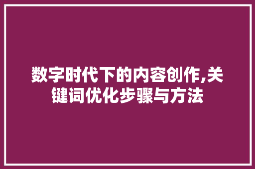 数字时代下的内容创作,关键词优化步骤与方法
