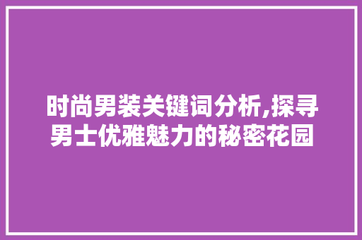 时尚男装关键词分析,探寻男士优雅魅力的秘密花园
