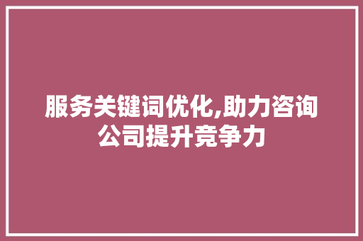 服务关键词优化,助力咨询公司提升竞争力