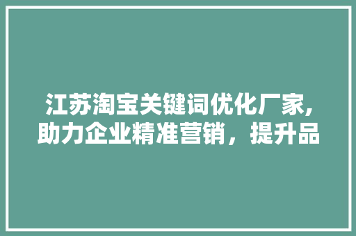 江苏淘宝关键词优化厂家,助力企业精准营销，提升品牌影响力