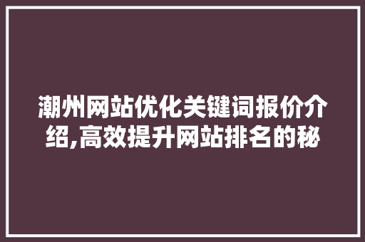 潮州网站优化关键词报价介绍,高效提升网站排名的秘密武器  第1张