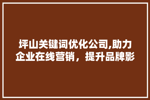 坪山关键词优化公司,助力企业在线营销，提升品牌影响力