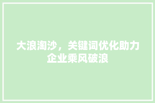 大浪淘沙，关键词优化助力企业乘风破浪