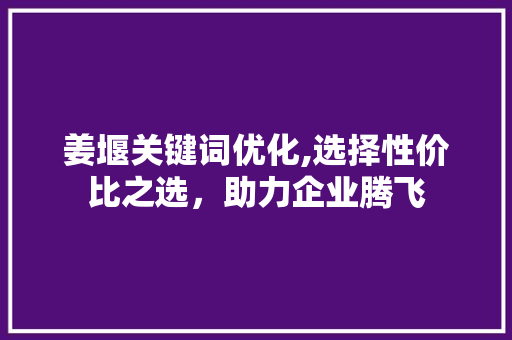 姜堰关键词优化,选择性价比之选，助力企业腾飞