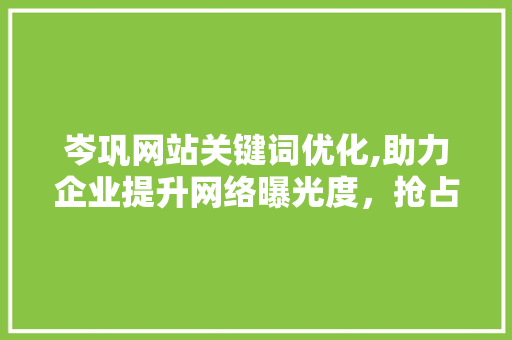 岑巩网站关键词优化,助力企业提升网络曝光度，抢占市场先机