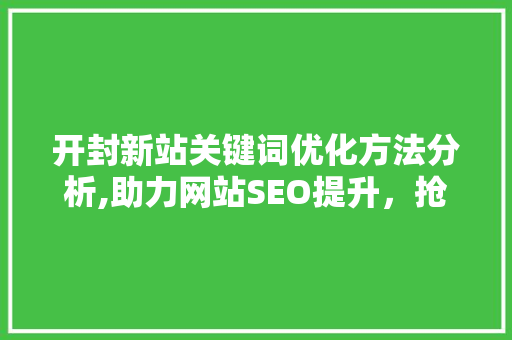 开封新站关键词优化方法分析,助力网站SEO提升，抢占搜索引擎排名