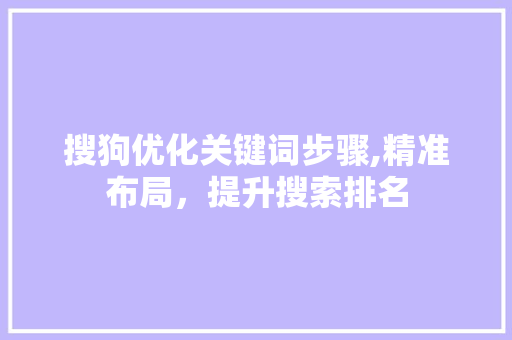 搜狗优化关键词步骤,精准布局，提升搜索排名  第1张