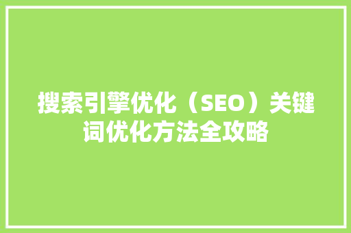 搜索引擎优化（SEO）关键词优化方法全攻略