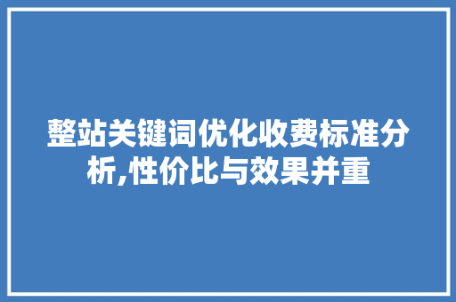 整站关键词优化收费标准分析,性价比与效果并重  第1张