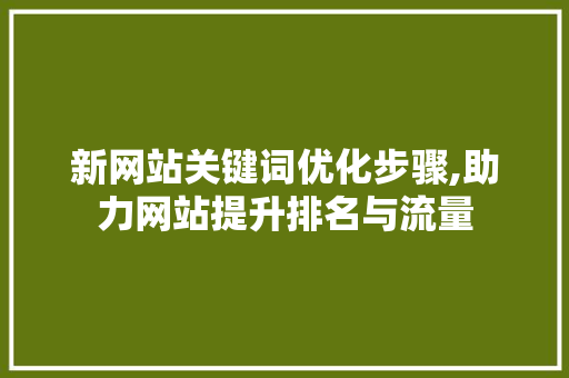 新网站关键词优化步骤,助力网站提升排名与流量