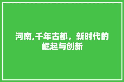 河南,千年古都，新时代的崛起与创新