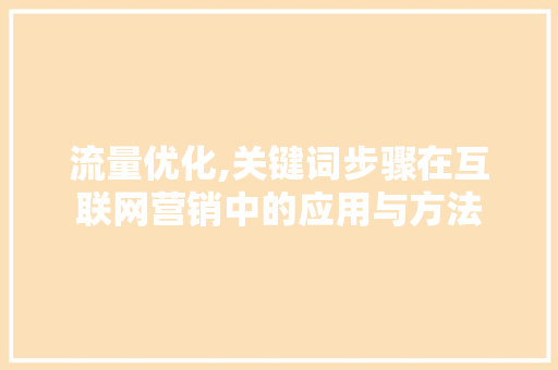 流量优化,关键词步骤在互联网营销中的应用与方法