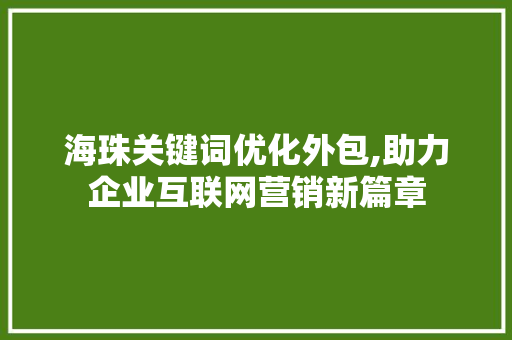 海珠关键词优化外包,助力企业互联网营销新篇章  第1张