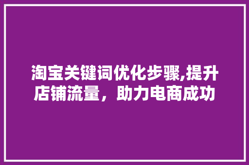 淘宝关键词优化步骤,提升店铺流量，助力电商成功